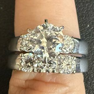 Sterling Silver Cubic Zirconia Bridal Ring Set